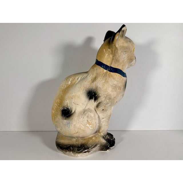 Antique Folk Art Chalkware Spotted Tabby Cat Figurine For Sale - Image 9 of 10
