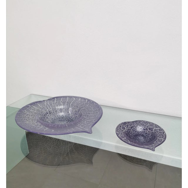 Mid-Century Modern Italian Transparent Murano Glass Centerpieces, 1970s, Set of 2 For Sale - Image 3 of 12