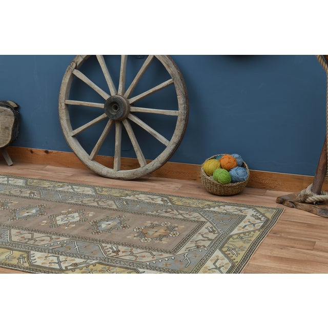 1970s 1970s Turkish Oushak Handmade Wool Cotton Brown Area Rug For Sale - Image 5 of 11