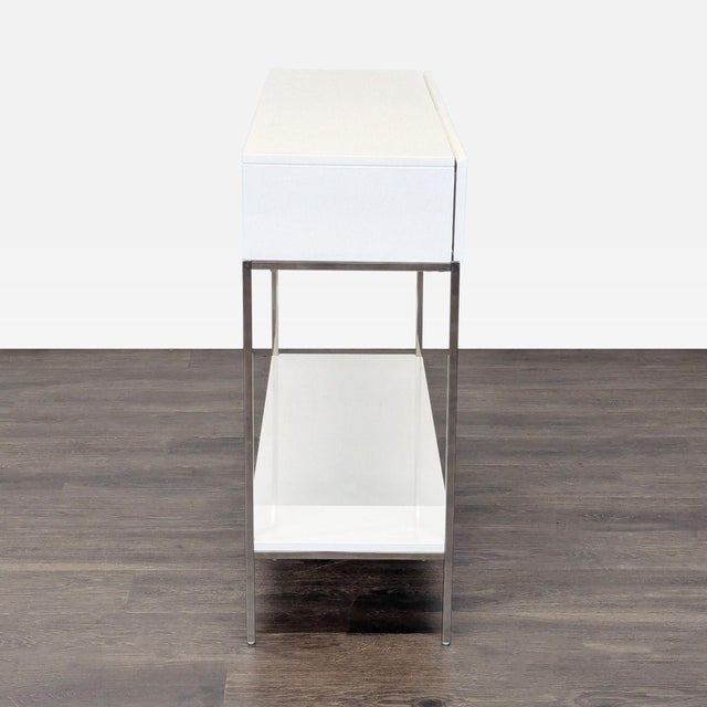 2010s West Elm White Lacquer Storage Console For Sale - Image 5 of 11