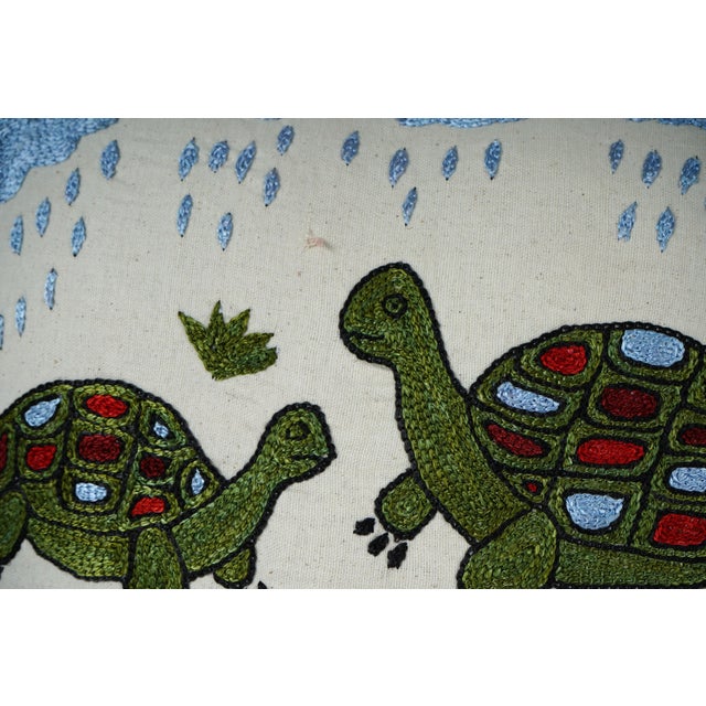 Mid-Century Modern Suzani Tortoise Pillow Cover - A Pair For Sale - Image 3 of 5