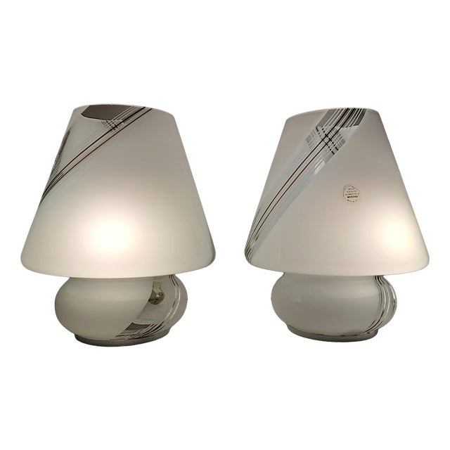 Mushroom Table Lamps in Murano Glass, 1970s, Set of 2 For Sale