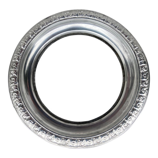 Vintage Sterling Etched Glass Wine Coaster For Sale