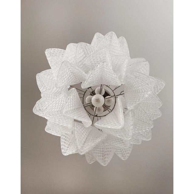 Vintage Italian Murano Glass Chandelier with 41 Rondini Glass Petals, 1980s For Sale - Image 6 of 18