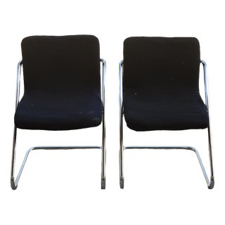 Set of Vintage Chairs in Blue Velvet & Steel, Italy, 1960s For Sale