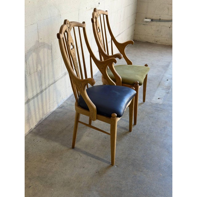 Oak Wood Armchairs Sculptural Accent Chairs Denmark Set of 2 1960s For Sale - Image 10 of 11
