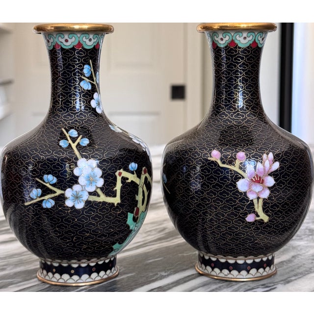 Made in Japan Cloissonne Vases - A Pair For Sale In Seattle - Image 6 of 9