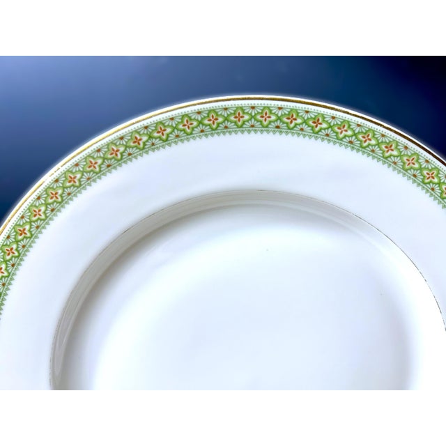 Green Antique French Limoges, T&v, Green & Gold Dinner Plates - Set of 6 For Sale - Image 8 of 10