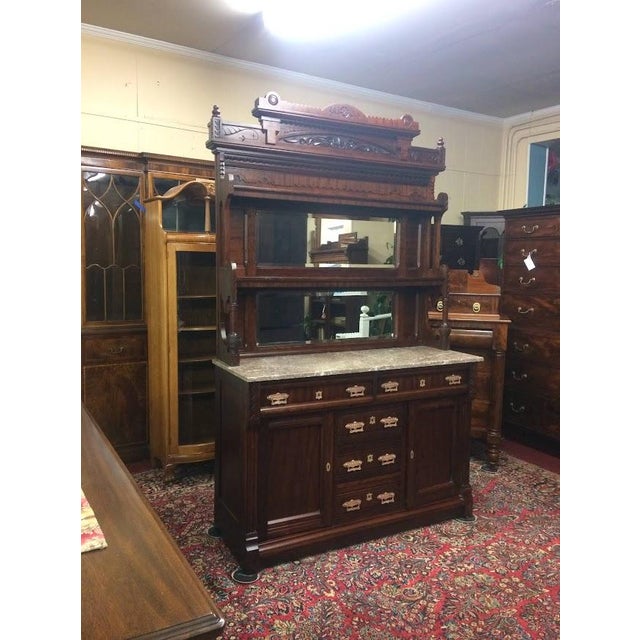 Antique Marble Top Buffet, Display Cabinet For Sale - Image 9 of 15