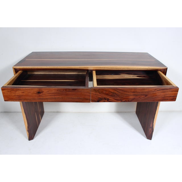 Modern Parsons Style Cocobolo Desk, Handcrafted, 1980s For Sale - Image 6 of 17