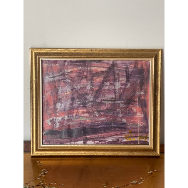 Contemporary Abstract Purple Painting by Elia Framed For Sale - Image 4 of 5