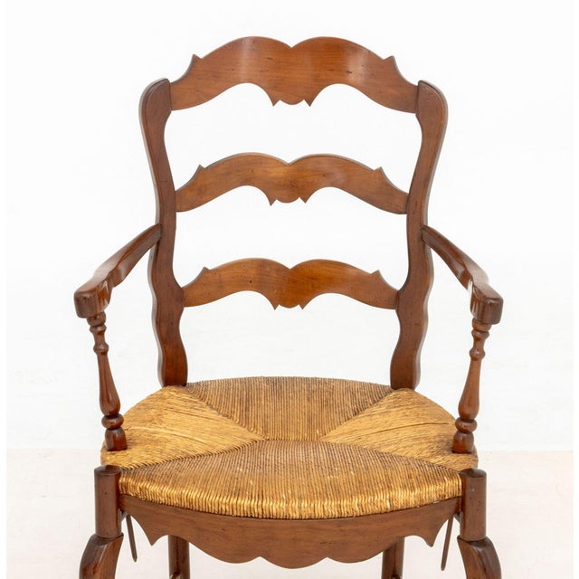 French Provincial Style Walnut Dining Chairs, 4 For Sale - Image 9 of 15
