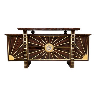 Art Deco Style Wooden Sideboard, 1980s For Sale