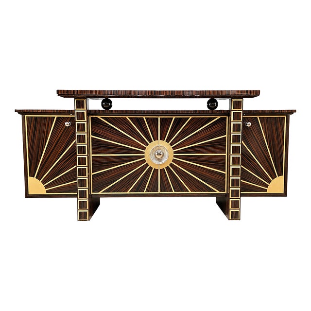 Art Deco Style Wooden Sideboard, 1980s For Sale