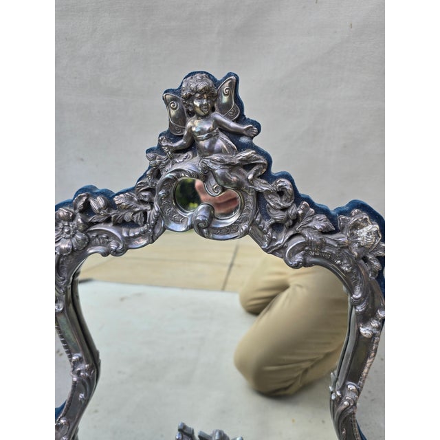 Sterling Silver Vanity Mirror For Sale - Image 9 of 9