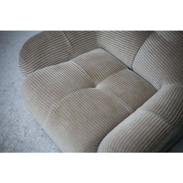 Set of Space Age Armchairs in Beige Ribbed Velvet. France, 1970s For Sale - Image 6 of 18
