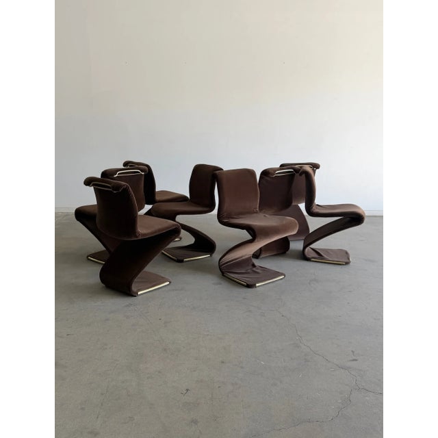 W18 D21.75 H33 SW18 SD17 SH18.5 Fully reupholstered in a rich brown faux mohair, giving these iconic Z chairs a warm,...