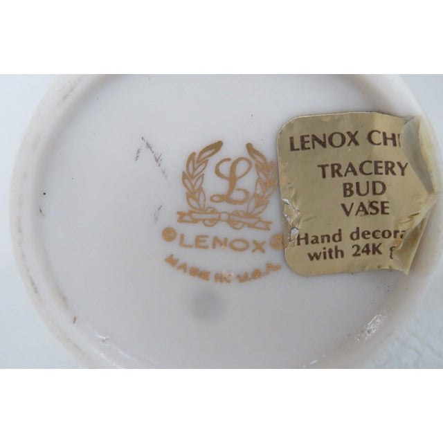 Lenox China Gatsby Bud Vase Pair of 2 Ivory Porcelain With 24k Gold Detail 4931b For Sale - Image 14 of 14