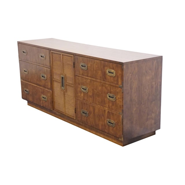 DIXIE FURNITURE Solid Walnut Campaign Style 70" Triple Door Dresser 545-235 30" High 70" Wide 18.5" Deep We specialize in...