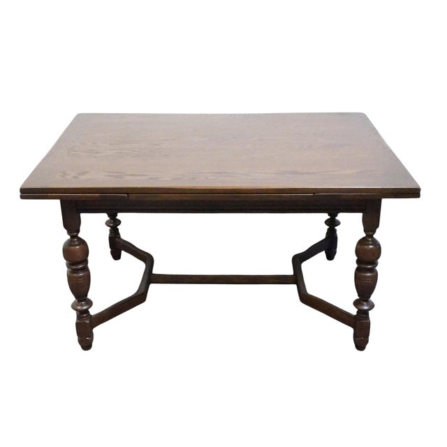 Vintage Antique Solid Oak Rustic Gothic Jacobean Tudor Style 86" Refectory Dining Table For Sale - Image 9 of 12