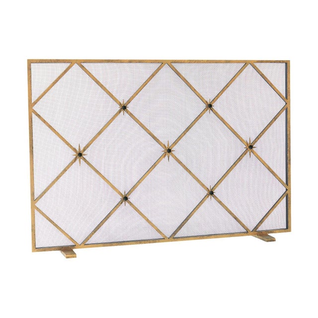Contemporary Aged Gold Celeste Fireplace Screen Iron For Sale - Image 3 of 12