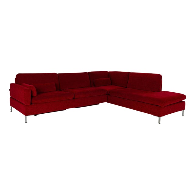 Alba Fabric Corner Red Sofa from Brühl For Sale