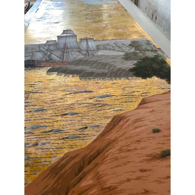 Voyage of the Pacific, Hand-Painted Wallpaper For Sale - Image 4 of 8