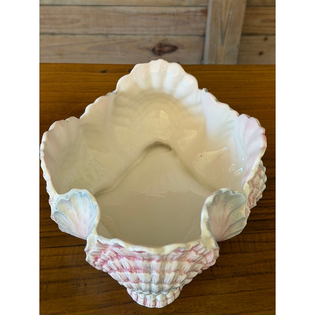 Vintage Italian Majolica Ceramic Clustered Shell Centerpiece Bowl For Sale - Image 9 of 11