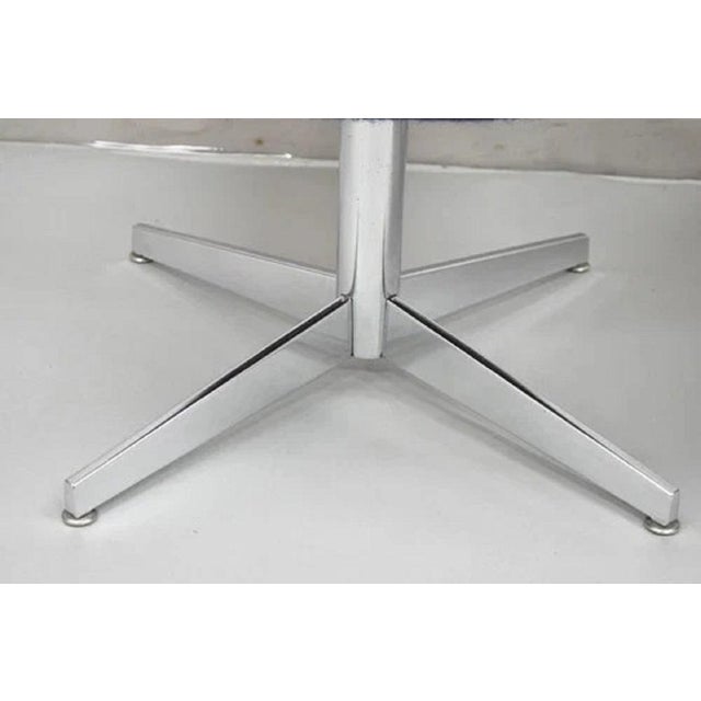 Vintage Mid Century Modern Blue Upholstered Chrome Swivel Base Club Chair - Pair For Sale - Image 4 of 12