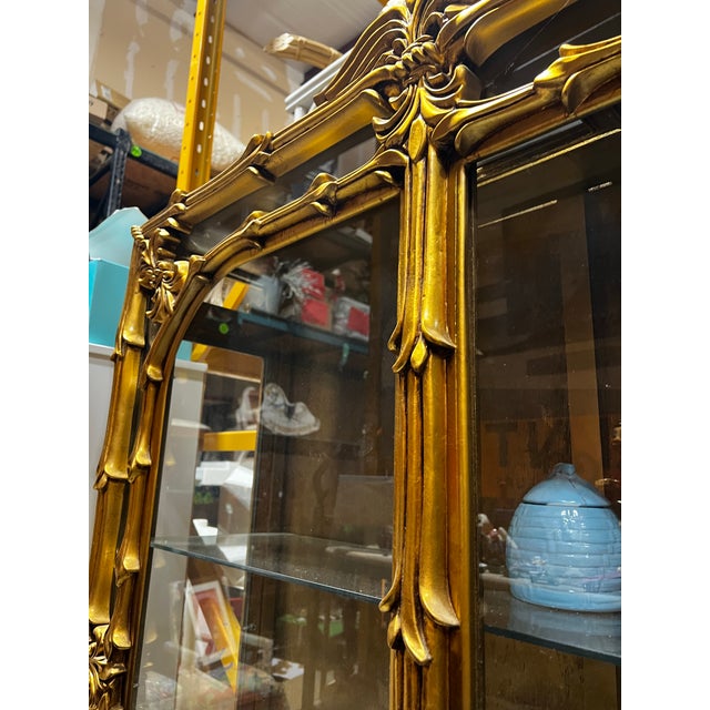 1970s 1970s Stunning Gilded Gold Ornate Oversized Display Cabinet With Glass Shelves For Sale - Image 5 of 12