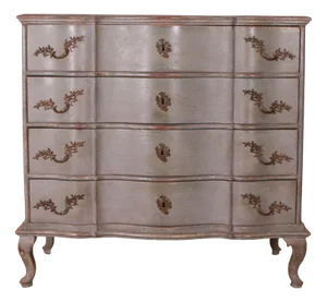 Danish Serpentine Front Painted Oak Commode with 4 Drawers, 18th Century