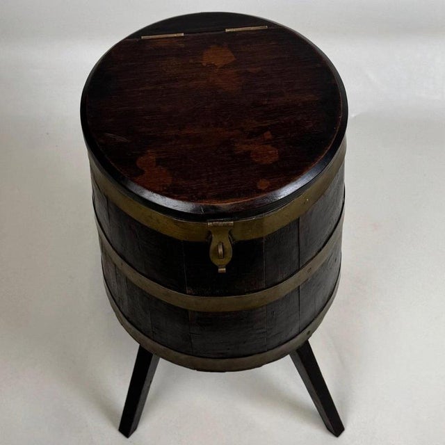 Antique English Brass-Bound Oak Jardiniere Planter, 1900s For Sale - Image 10 of 13
