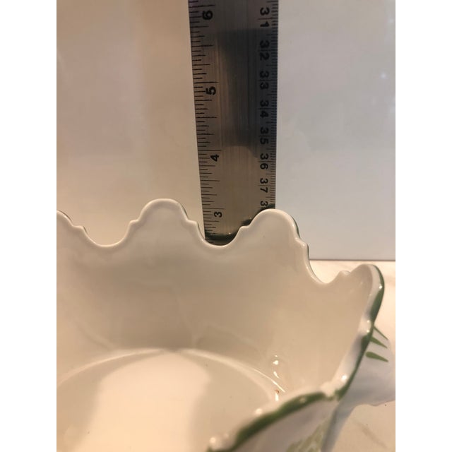 Vintage Scalloped Edged Kelly Green Jardiniere Cache Pot For Sale - Image 6 of 11