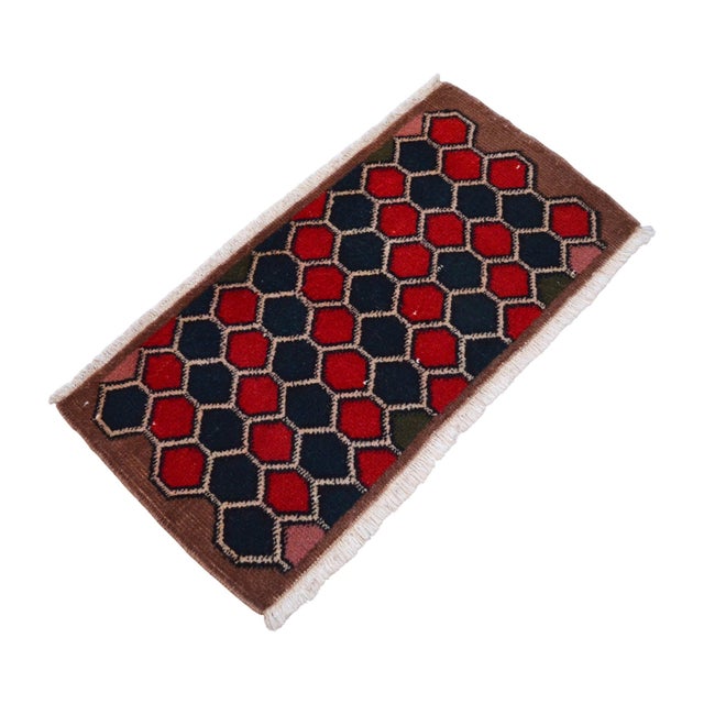 Red 1970s Hand Knotted Small Rug, Entryway Rug, Bath Mat, Kitchen Decor, Turkish Rug, Doormat 1'4" X 2'8" For Sale - Image 8 of 16