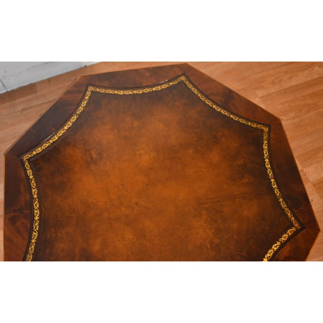 1930s Antique Weiman English Regency Mahogany Leather Top Side Table End Accent Table For Sale - Image 14 of 17