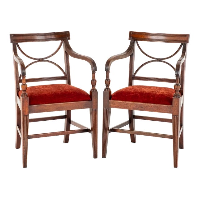 Set of Antique Regency Armchairs in Mahogany For Sale