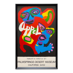 Karel Appel Vintage 1977 Mid Century Modern Lithograph Print Framed Palm Springs Exhibition Poster