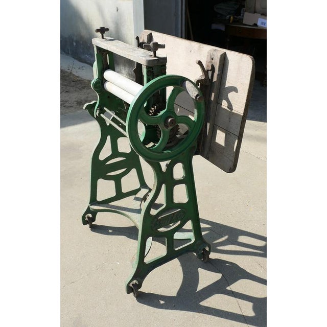 Industrial Garden Table in Cast-Iron with Pine Top, 1900 For Sale - Image 4 of 9