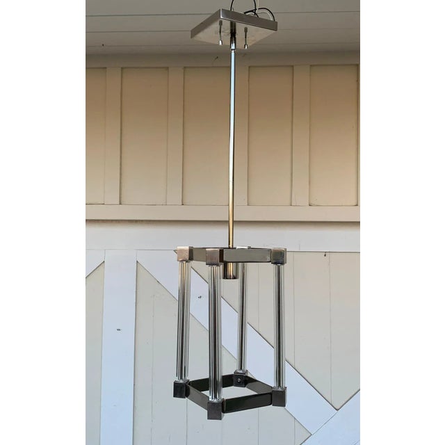 1990s Chrome & Glass Pendant Light For Sale - Image 5 of 12