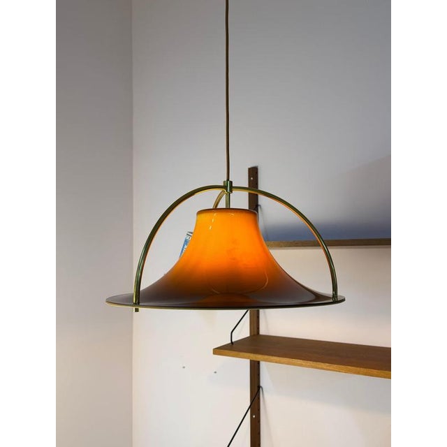 Fog & Mørup Brown and Orange Single Pendant Lamp by Jo Hammerborg for Fog & Mørup For Sale - Image 4 of 11