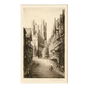 Early 20th Century British Street Scene - 1920s Figurative Landscape Etching by E. Mary Shelley