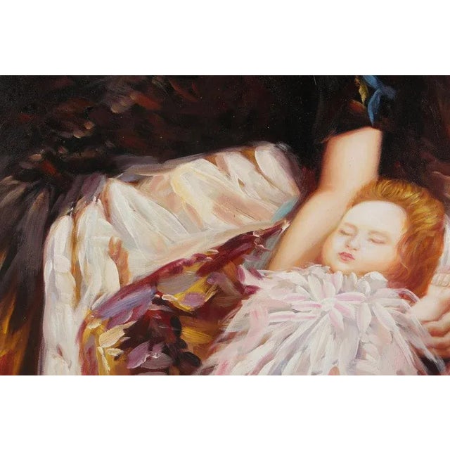 Late 19th Century 19th C. Oil Painting of Family Woman Mother and Child For Sale - Image 5 of 10