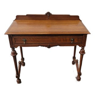 Antique 1880s Oak Desk With Drawer Quarter Sawn Grain For Sale