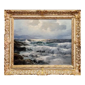 Alexander A. Dzigurski -1950s Waves Along the California Seashore-Oil Painting