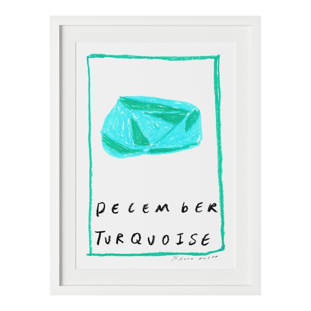 December Turquoise Birthstone Print by Tatiana Alida in White Frame For Sale