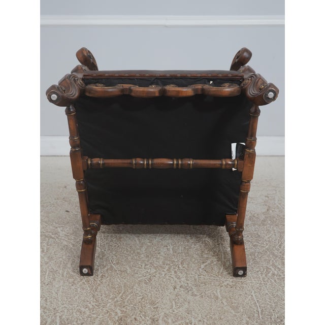 Century Leather & Wood High Back Armchair For Sale - Image 17 of 18
