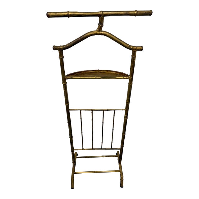 1960s Hollywood Regency Metal Italian Gold Gilt Faux Bamboo Velet For Sale