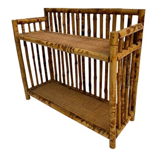 Vintage Burnt Bamboo Shelf For Sale