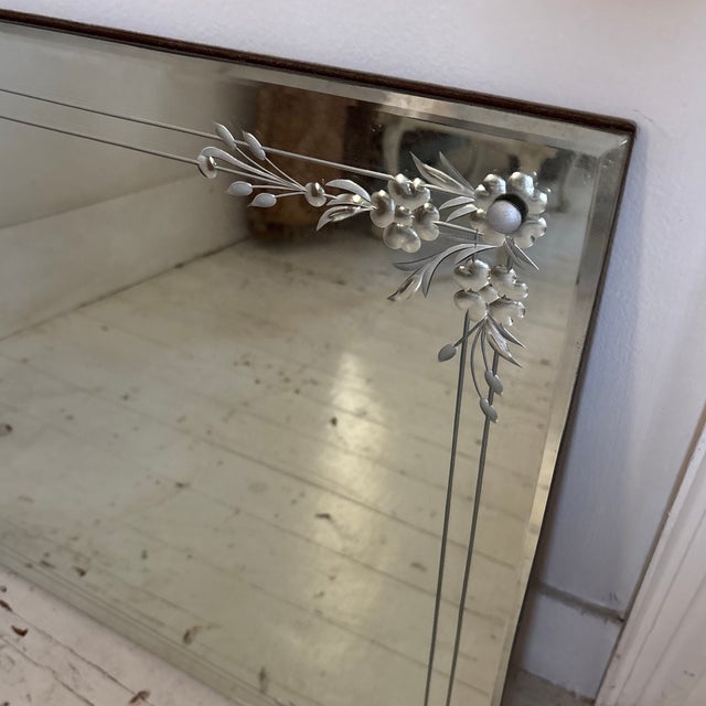 Art Deco Circa 1930 Louis Bierfeld “American Beauty” Etched and Beveled Art Deco Mirror For Sale - Image 3 of 8