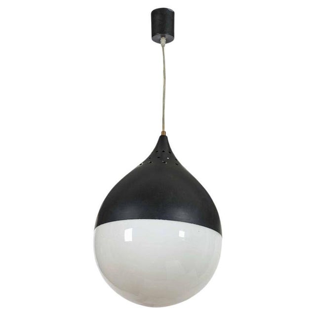 Black Italian Suspension Lamp from Stilnovo, 1950s For Sale - Image 8 of 8